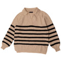 Marks & Spencer Womens Polo Neck Jumper Sweater UK 14 Medium Beige Striped