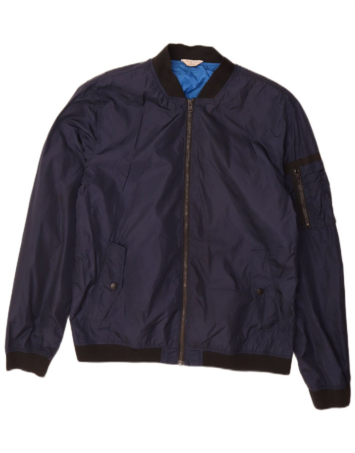 Jack & Jones Mens Bomber Jacket UK 40 Large Navy Blue Nylon