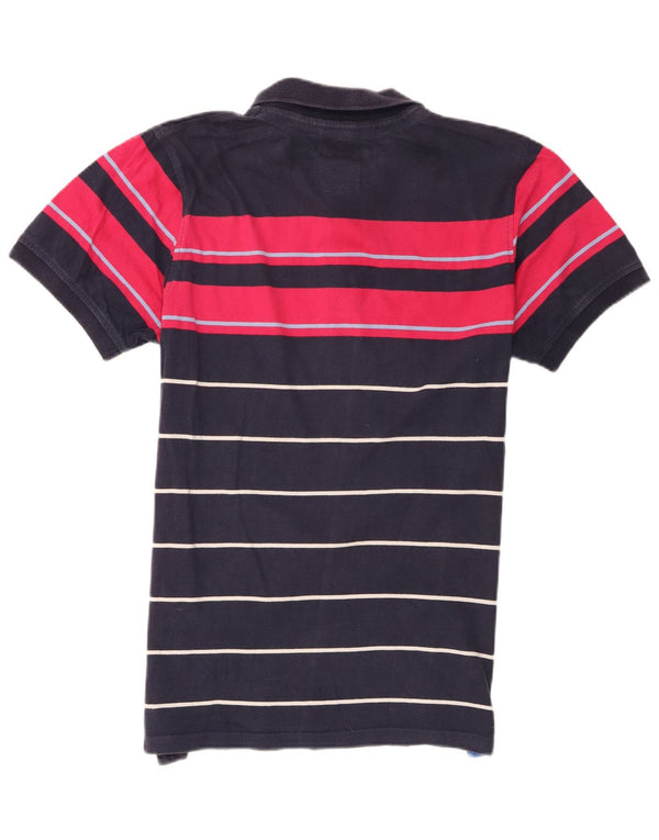 Crew Clothing Mens Polo Shirt Medium Navy Blue Colourblock Cotton