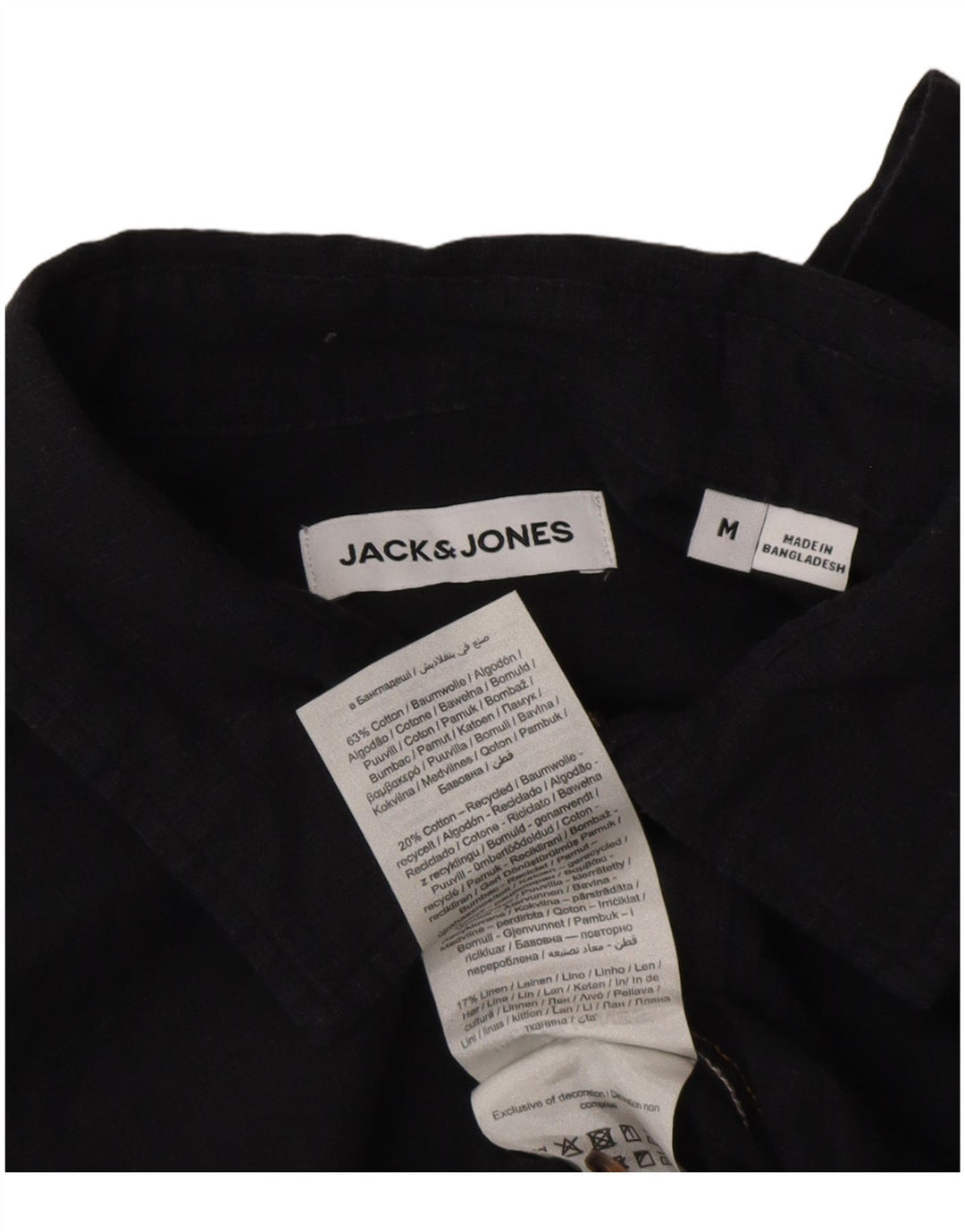 Jack & Jones Mens Shirt Medium Black Cotton