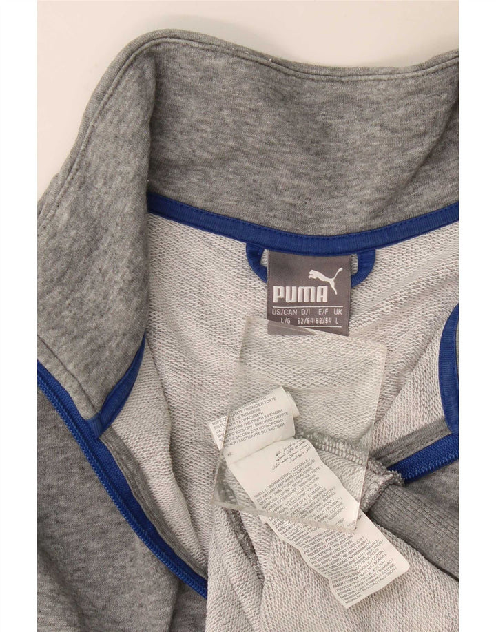 Puma Mens Graphic Tracksuit Top Jacket Large Grey Flecked Cotton