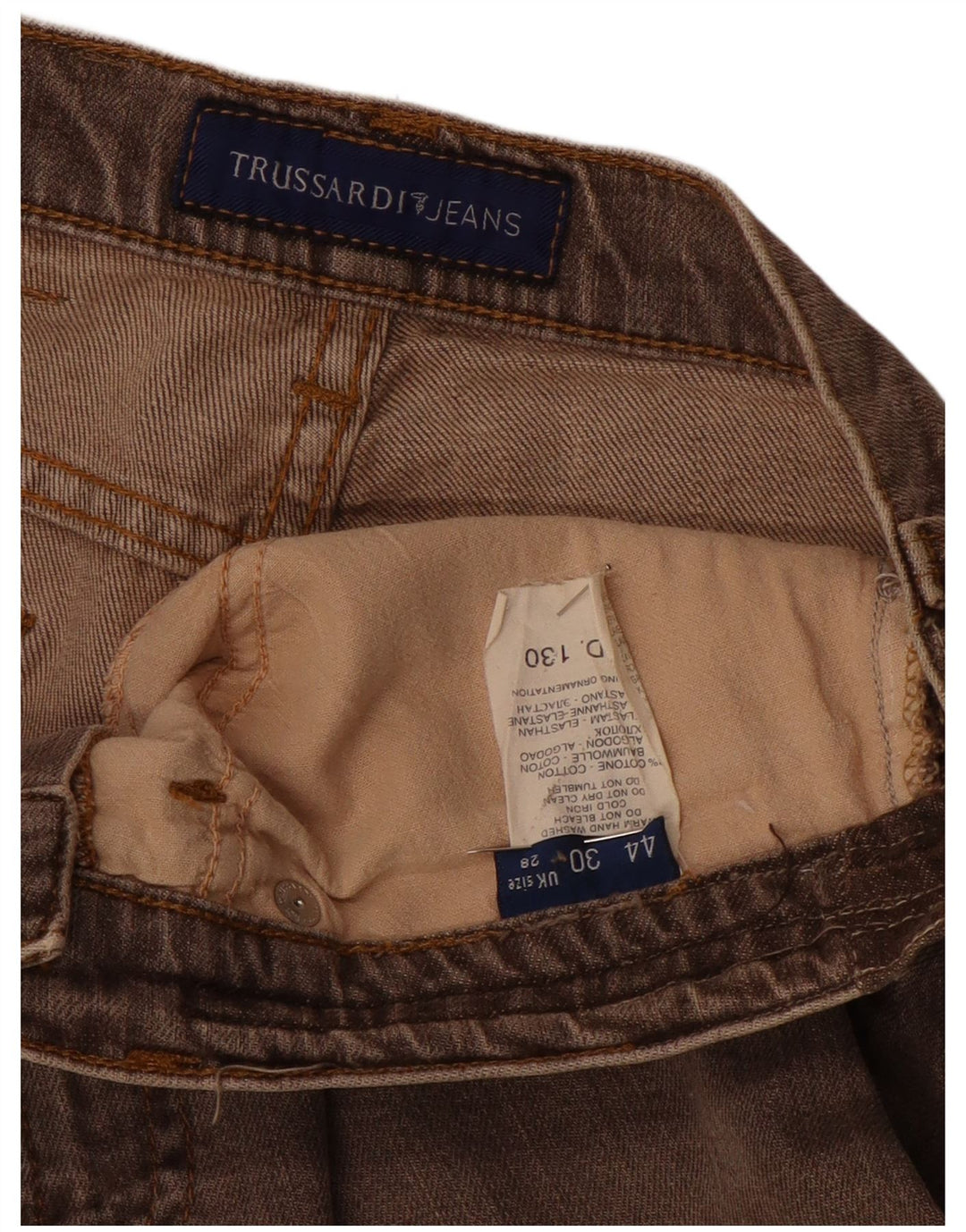 TRUSSARDI Womens Straight Jeans W28 L28 Brown Cotton