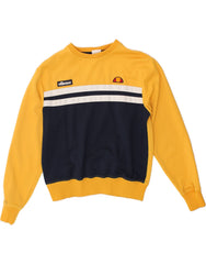 ELLESSE Womens Graphic Sweatshirt Jumper UK 12 Medium  Yellow Colourblock