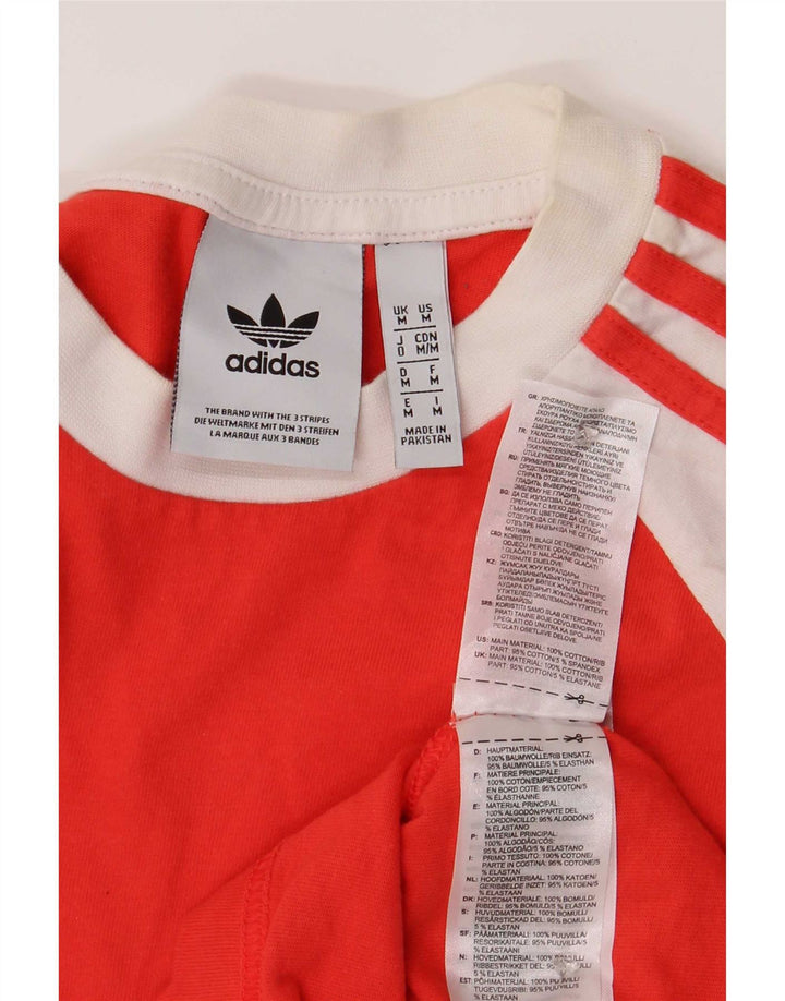 Adidas Mens Top Long Sleeve Medium Red Colourblock Cotton