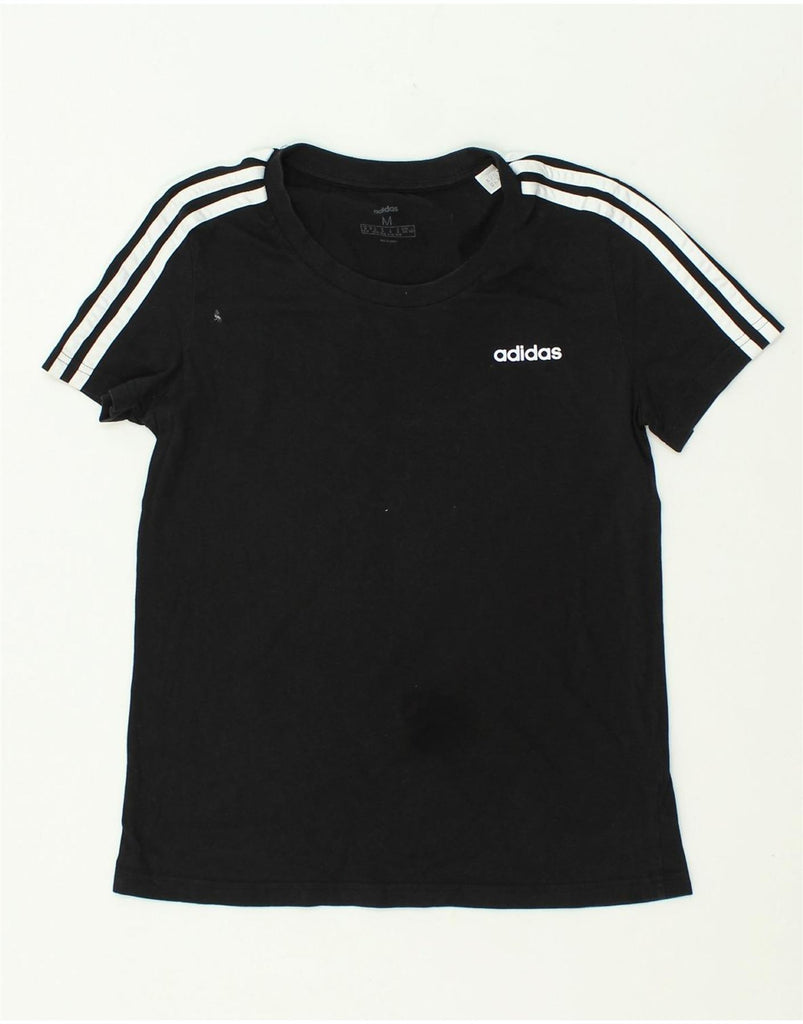 ADIDAS Womens T-Shirt Top UK 12/14 Medium Black Cotton | Vintage Adidas | Thrift | Second-Hand Adidas | Used Clothing | Messina Hembry 