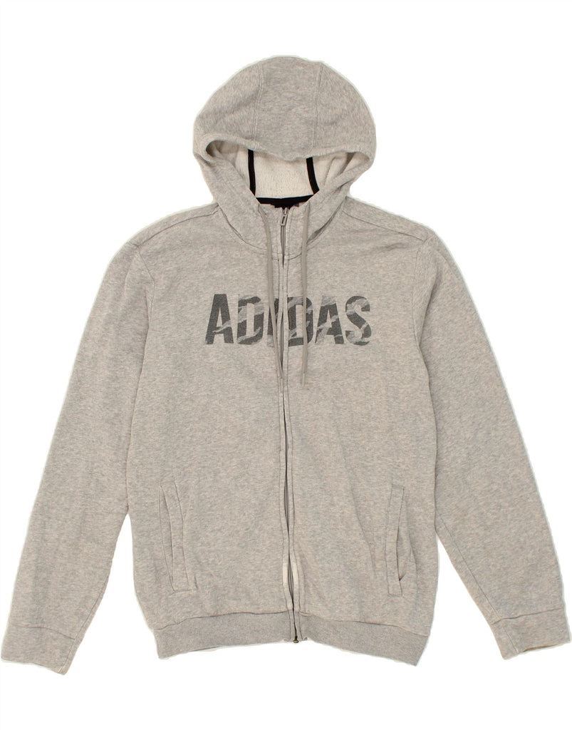 ADIDAS Mens Graphic Zip Hoodie Sweater Medium Grey Polyester Vintage Adidas and Second-Hand Adidas from Messina Hembry 