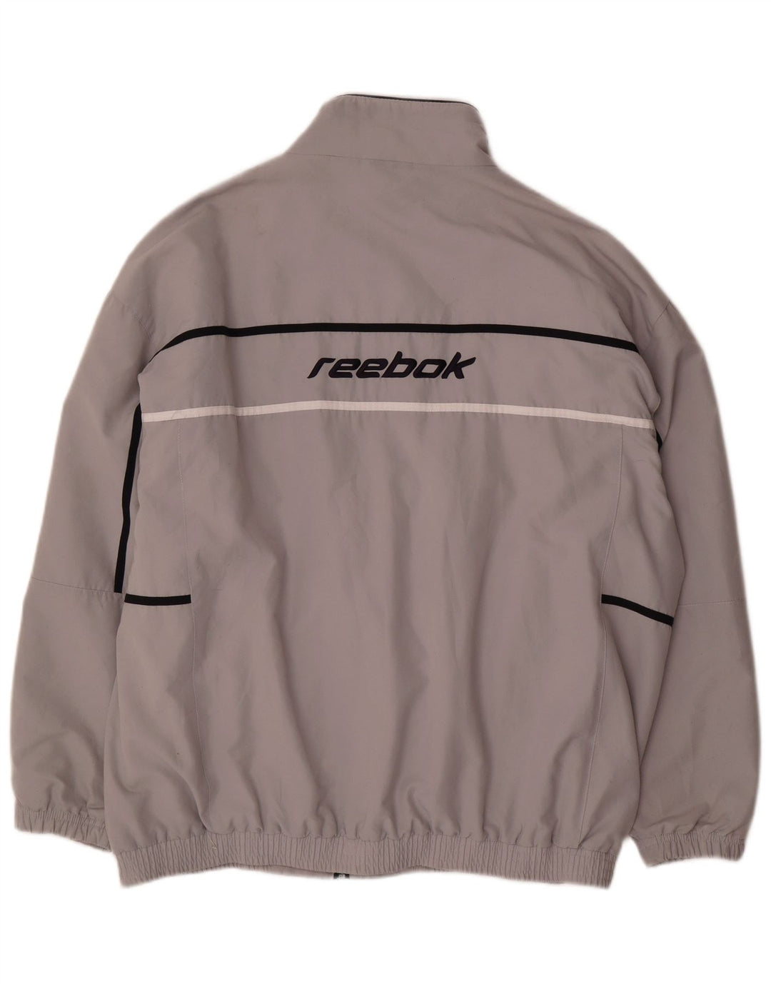 Reebok Mens Graphic Tracksuit Top Jacket Large Grey Colourblock Polyester