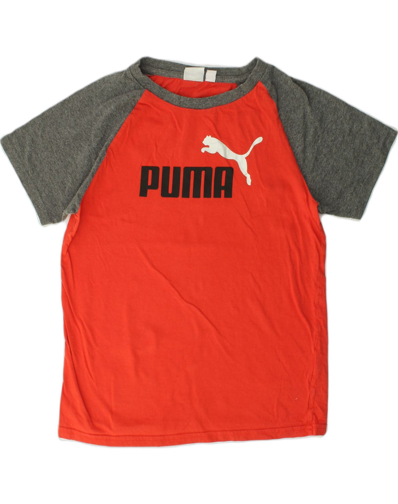 PUMA Boys Graphic T-Shirt Top 10-11 Years Medium  Red Colourblock Cotton | Vintage Puma | Thrift | Second-Hand Puma | Used Clothing | Messina Hembry 