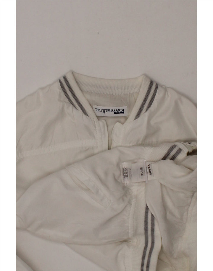 TRUSSARDI JUNIOR Boys Bomber Jacket 4-5 Years White Nylon Vintage Trussardi Junior and Second-Hand Trussardi Junior from Messina Hembry 
