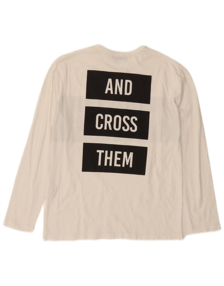 Zara Boys Graphic Top Long Sleeve 9-10 Years White Colourblock Cotton