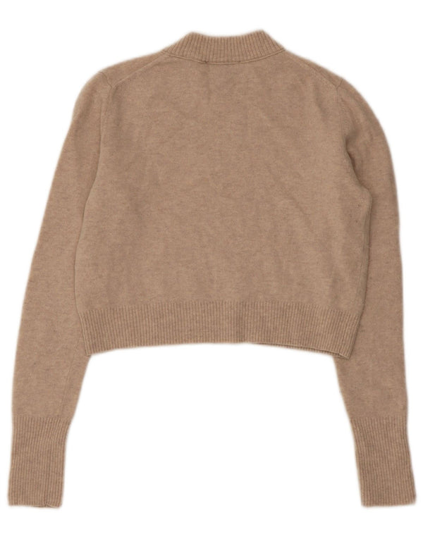 Whistles Womens Crop Turtle Neck Jumper Sweater UK 8 Small Beige Wool
