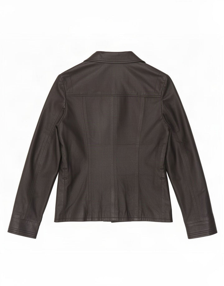 Settore Womens 3 Button Leather Blazer Jacket UK 12 Medium Black