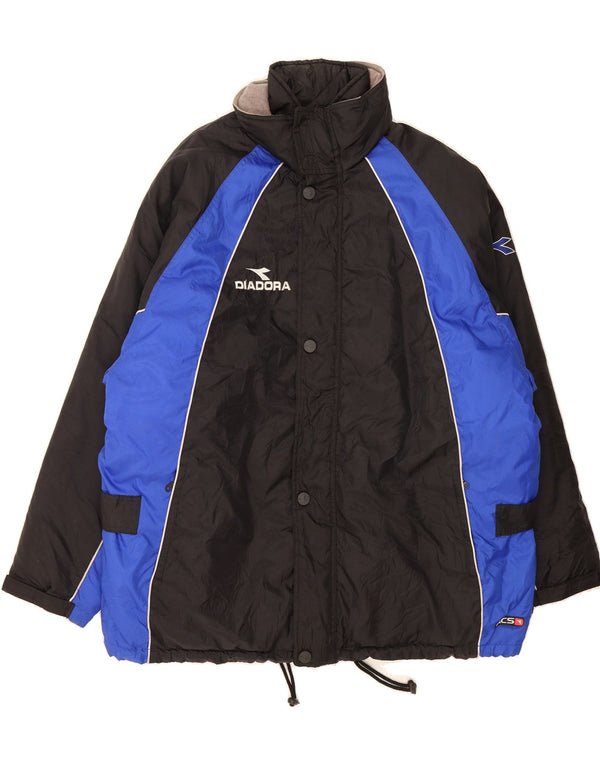 DIADORA Mens Windbreaker Jacket UK 46 3XL Black Colourblock Polyamide