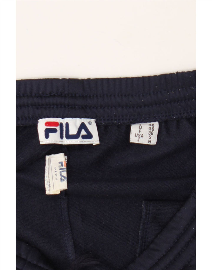 FILA Mens Graphic Tracksuit Trousers IT 46 Small  Navy Blue Colourblock Vintage Fila and Second-Hand Fila from Messina Hembry 