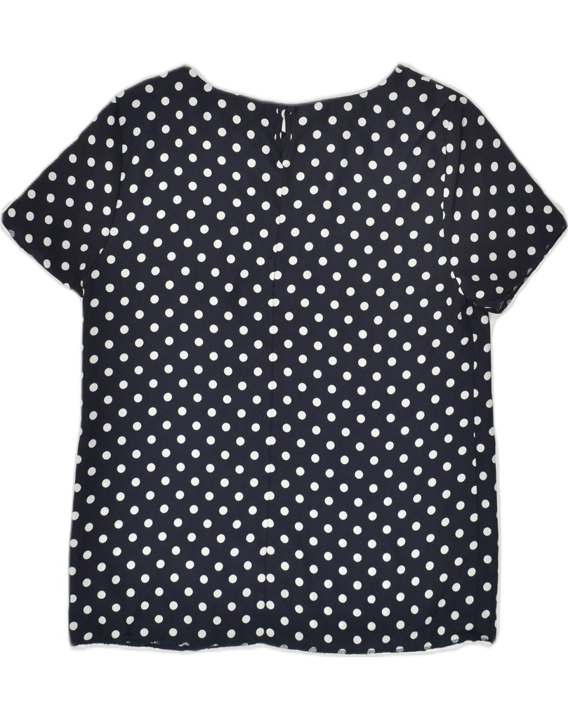 J. CREW Womens Blouse Top UK 10 Small Navy Blue Polka Dot Polyester | Vintage J. Crew | Thrift | Second-Hand J. Crew | Used Clothing | Messina Hembry 