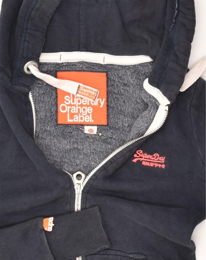 SUPERDRY Womens Zip Hoodie Sweater UK 6 XS Navy Blue Cotton | Vintage Superdry | Thrift | Second-Hand Superdry | Used Clothing | Messina Hembry 