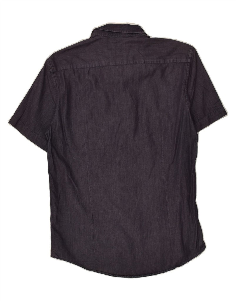 LACOSTE Mens Short Sleeve Shirt Size 38 Medium Navy Blue | Vintage Lacoste | Thrift | Second-Hand Lacoste | Used Clothing | Messina Hembry 