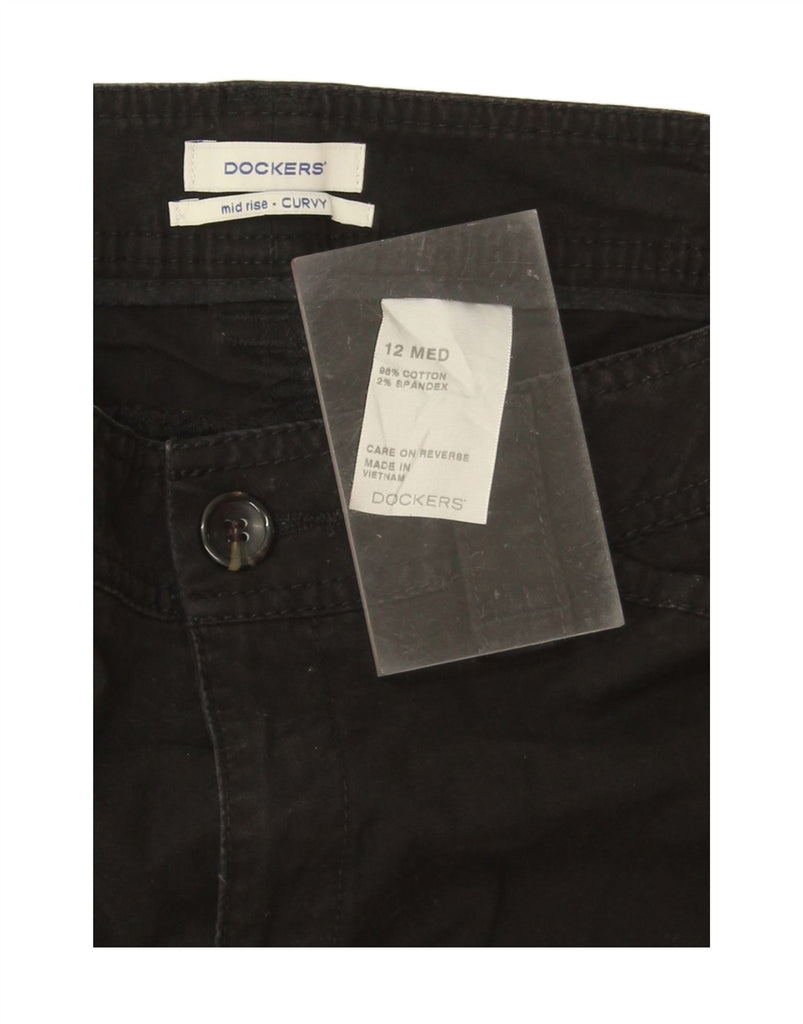 DOCKERS Womens Curvy Mid Rise Casual Trousers US 12 Large W34 L31 Black Vintage Dockers and Second-Hand Dockers from Messina Hembry 