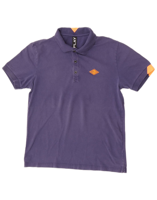 Replay Mens Polo Shirt Large Navy Blue Cotton