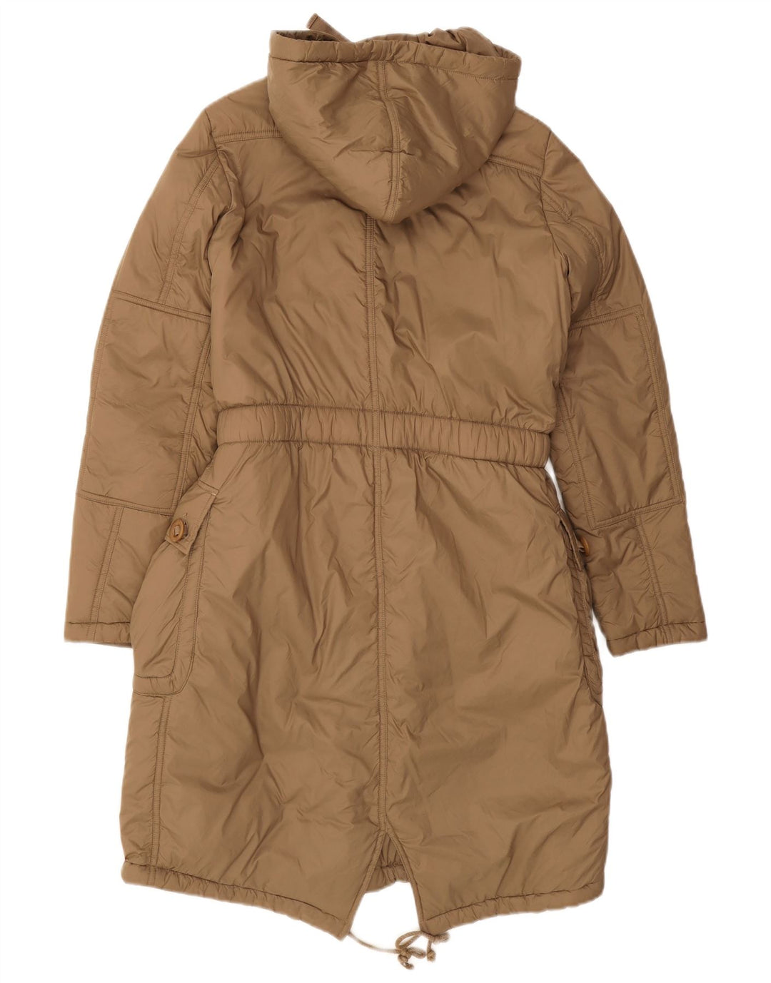 Replay Womens Oversized Hooded Parka Jacket UK 10 Small Brown Polyamide