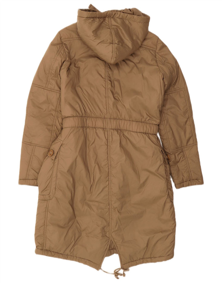 Replay Womens Oversized Hooded Parka Jacket UK 10 Small Brown Polyamide