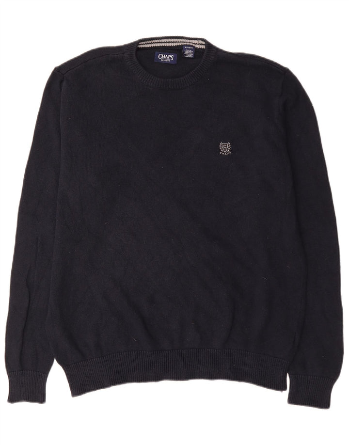 Chaps Mens Crew Neck Jumper Sweater XL Black Cotton