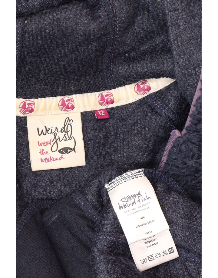 Weird Fish Womens Hooded Fleece Jacket UK 12 Medium Navy Blue Polyester