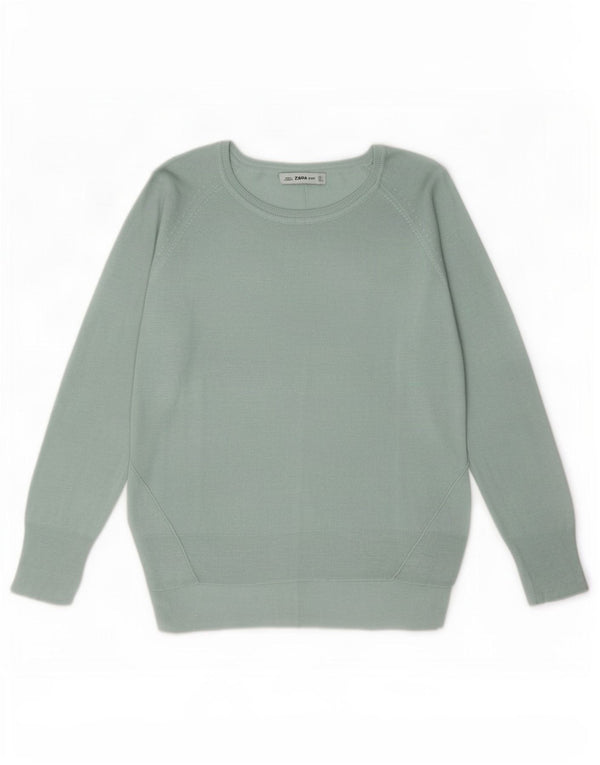 Zara Womens Boat Neck Jumper Sweater UK 14 Large Turquoise Viscose