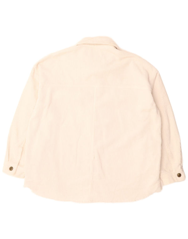 Zara Womens Oversized Corduroy Jacket UK 10 Small White Cotton