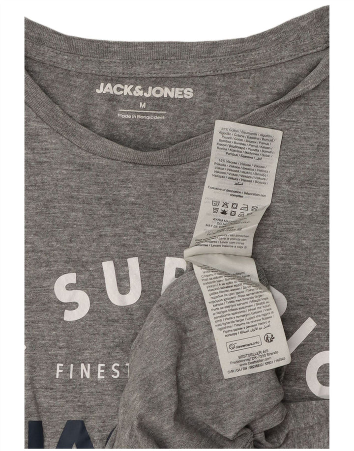 Jack & Jones Mens Graphic T-Shirt Top Medium Grey Flecked Cotton