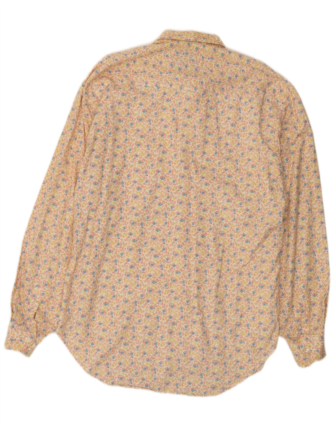 Vintage Mens Shirt Medium Beige Floral Cotton