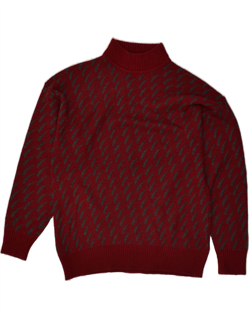 VINTAGE Womens Turtle Neck Jumper Sweater IT 46 Large Burgundy Spotted | Vintage Vintage | Thrift | Second-Hand Vintage | Used Clothing | Messina Hembry 