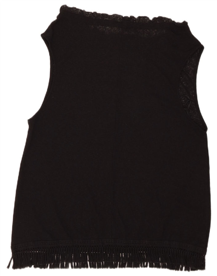 ZARA Womens Sleeveless Blouse Top UK 16 Large Black