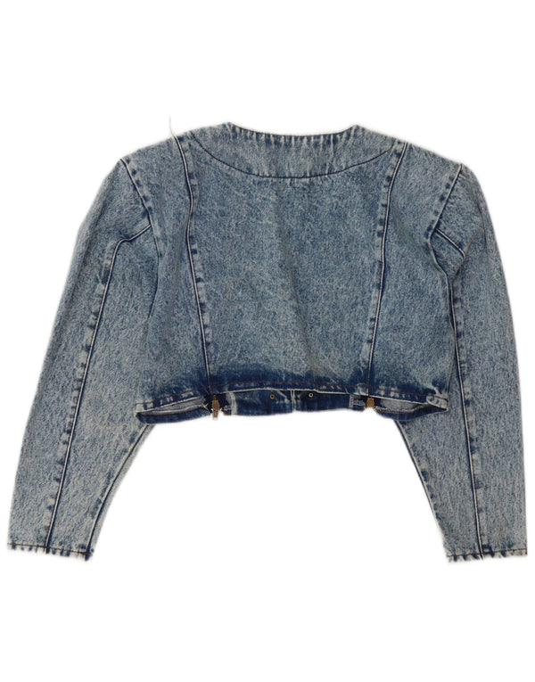 VINTAGE Womens Denim Bolero Jacket UK 12 Medium Blue