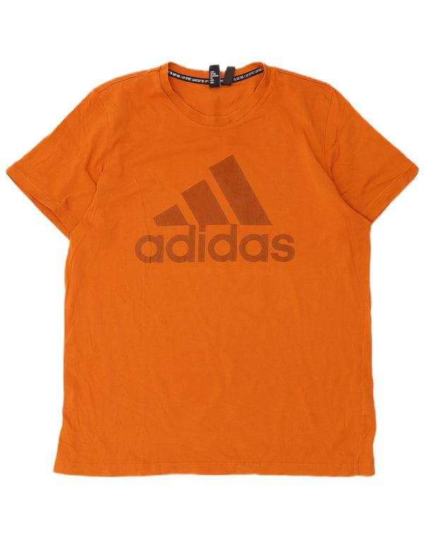 Adidas Mens Graphic T-Shirt Top Large Orange Cotton