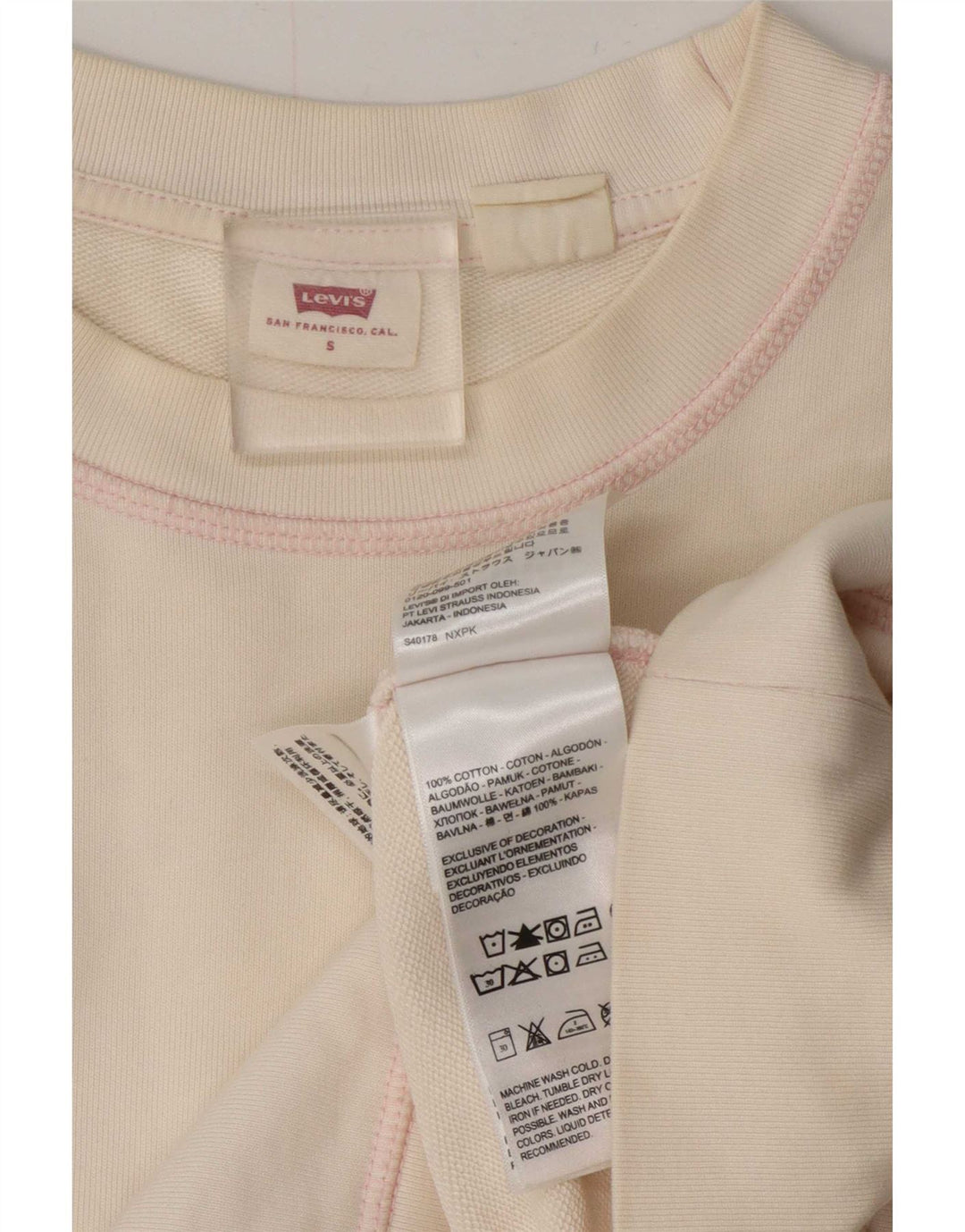 Levi's Womens Oversized Sweatshirt Jumper UK 10 Small Off White Cotton