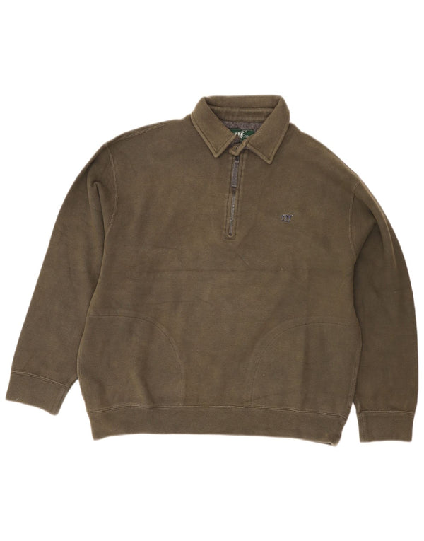Henry Cottons Mens Polo Neck Sweatshirt Jumper Large Khaki Cotton