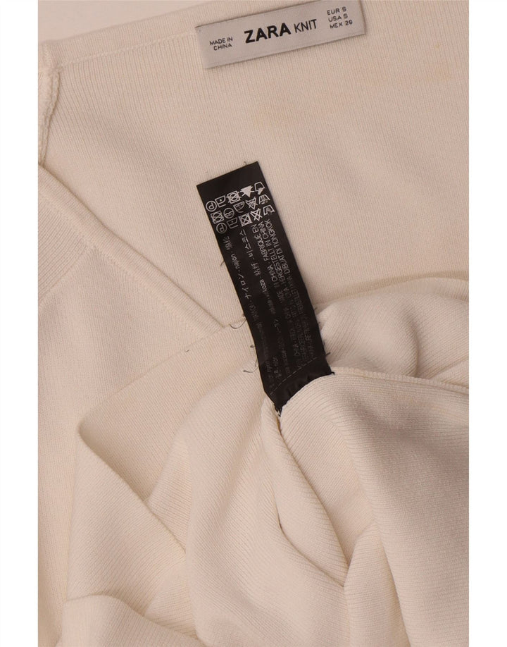 Zara Womens Long Sleeve Wrap Blouse Top UK 8 Small White Viscose
