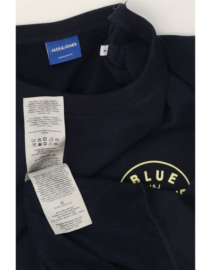 JACK & JONES Mens Sweatshirt Jumper Small Navy Blue Cotton