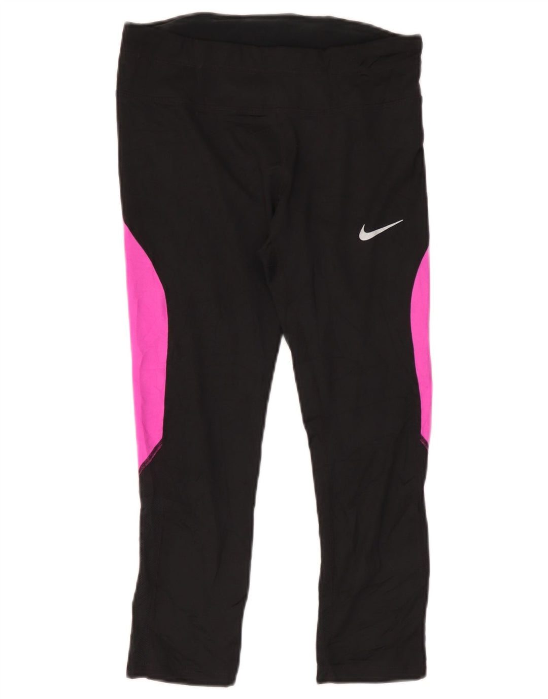 Nike Womens Dri Fit Leggings UK 12 Medium  Black Colourblock Polyester