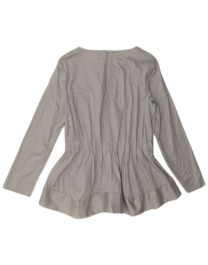 Cos Womens Long Sleeve Blouse Top EU 38 Medium Grey Cotton