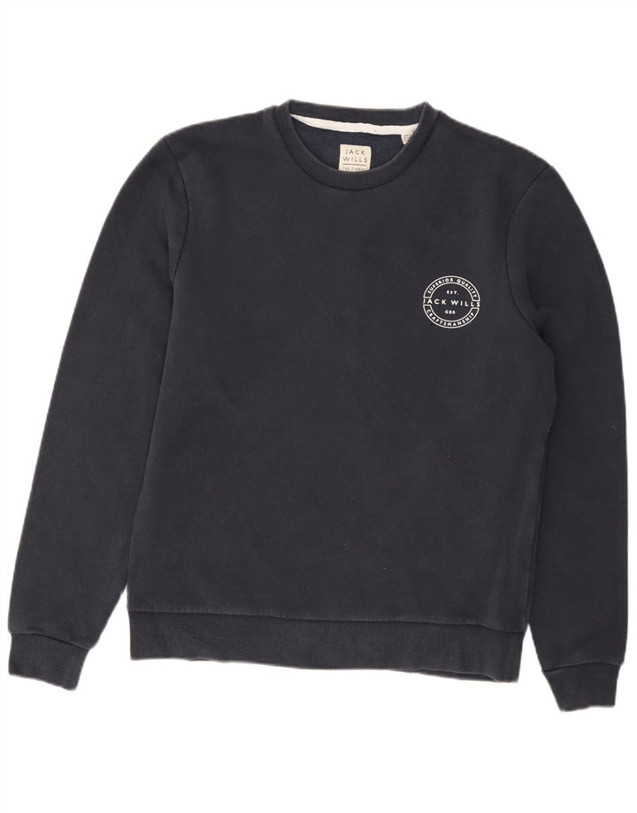 JACK WILLS Mens Sweatshirt Jumper Medium Navy Blue Cotton