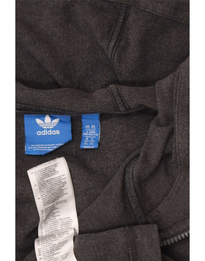 Adidas Mens Zip Hoodie Sweater 2XL Grey Cotton