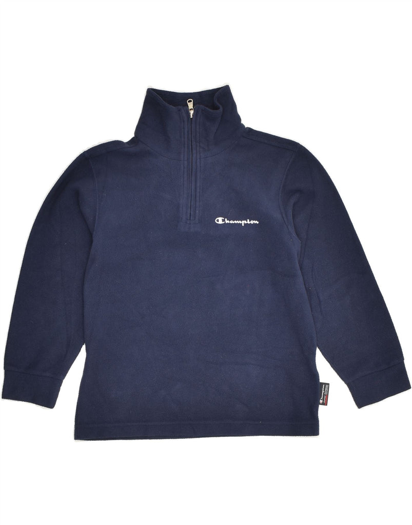 CHAMPION Boys Zip Neck Fleece Jumper 7-8 Years Small Navy Blue | Vintage Champion | Thrift | Second-Hand Champion | Used Clothing | Messina Hembry 