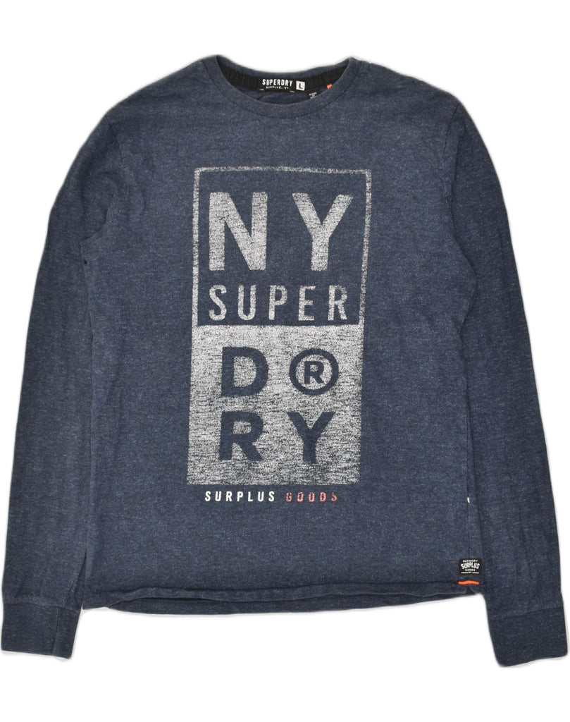 SUPERDRY Mens Slim Graphic Top Long Sleeve Large Navy Blue | Vintage Superdry | Thrift | Second-Hand Superdry | Used Clothing | Messina Hembry 