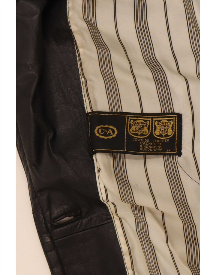 C&A Womens Leather Coat UK 18 XL Black