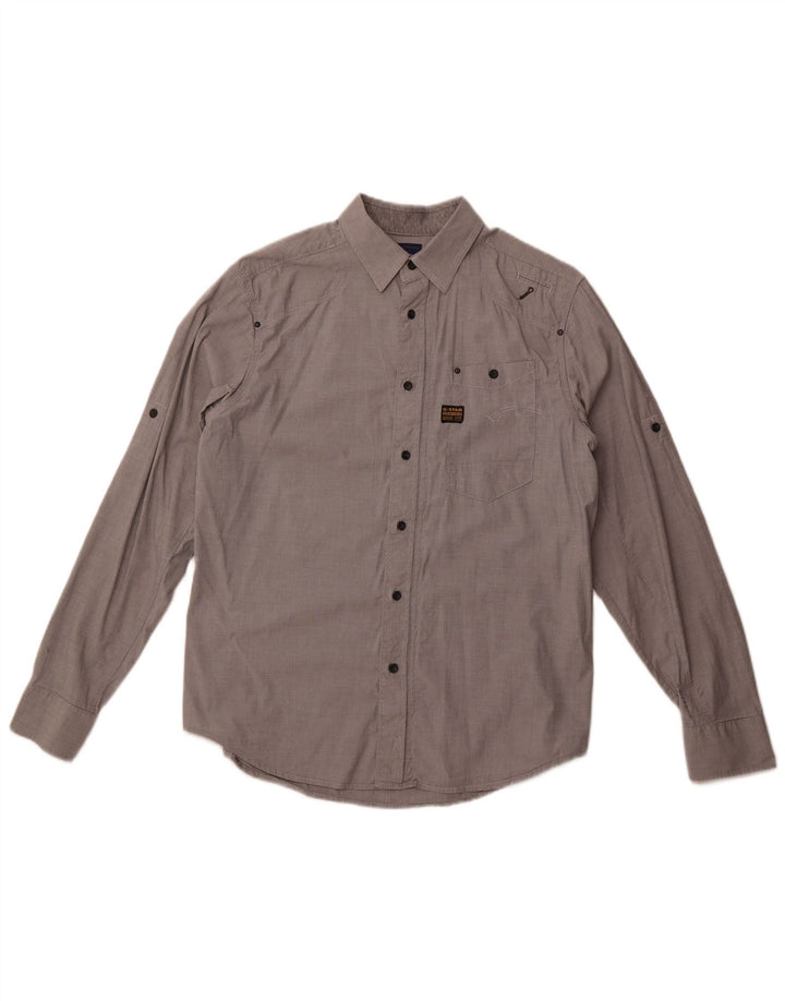 G-Star Mens Shirt Large Grey Cotton