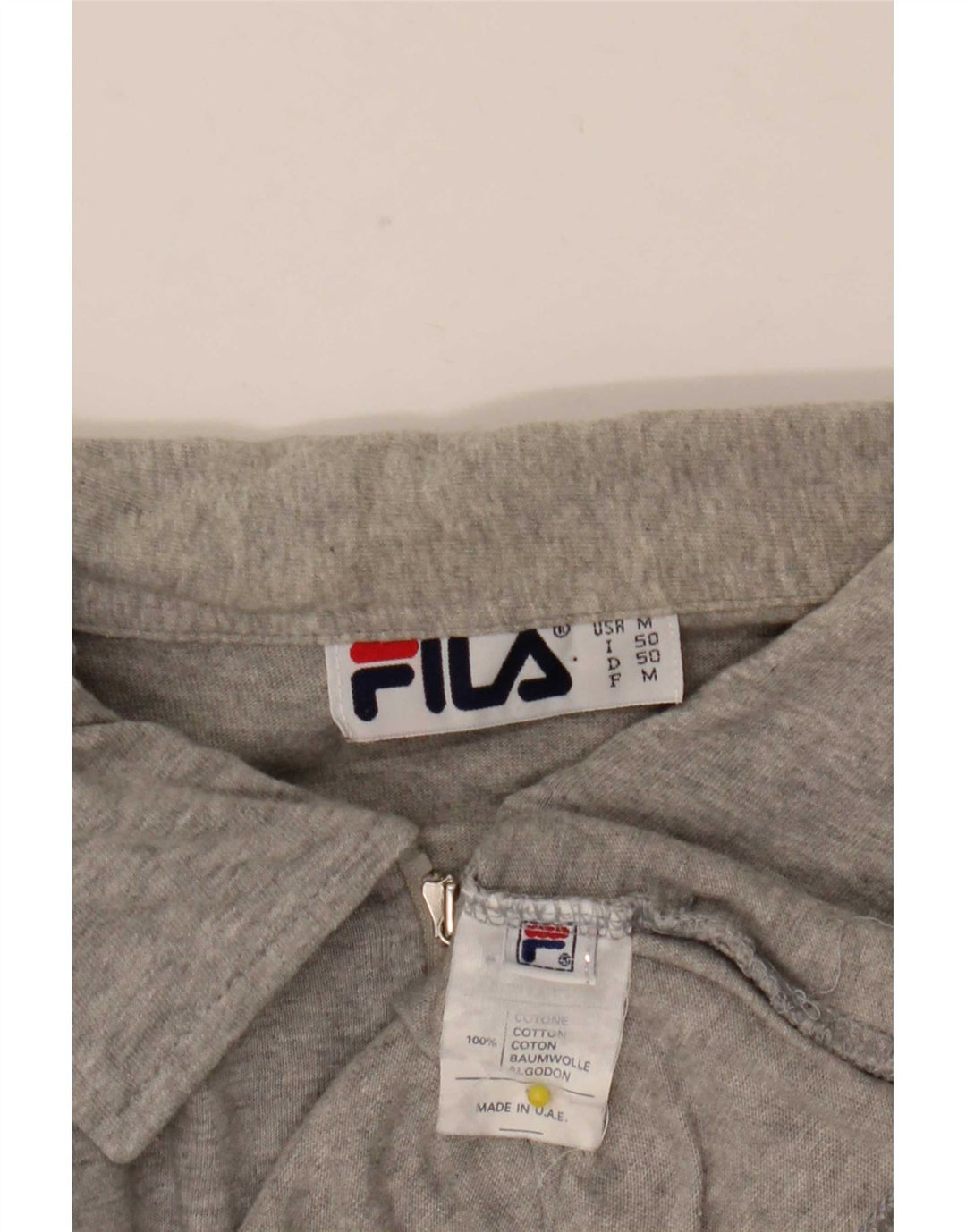 Fila Mens Tracksuit Top Jacket IT 50 Medium Grey Cotton