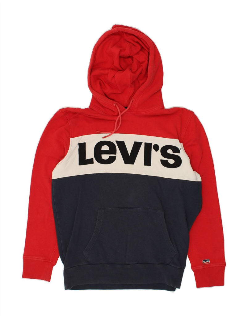 LEVI'S Mens Graphic Hoodie Jumper Medium Red Colourblock | Vintage Levi's | Thrift | Second-Hand Levi's | Used Clothing | Messina Hembry 