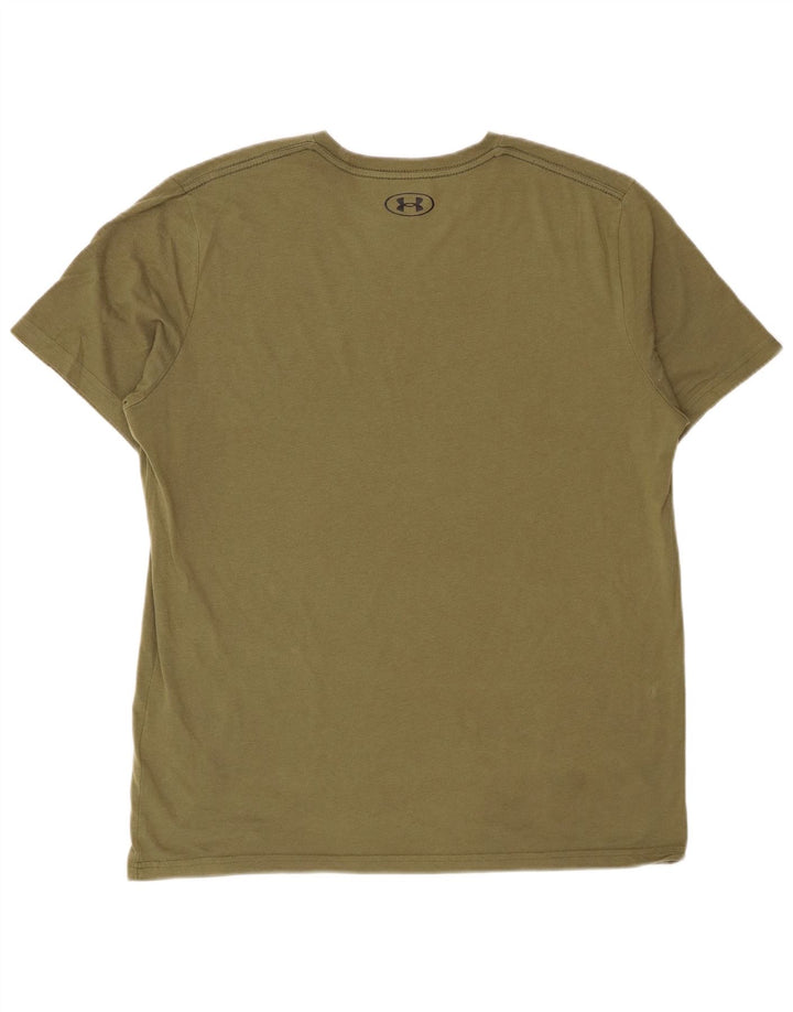 Under Armour Mens T-Shirt Top Large Khaki Cotton